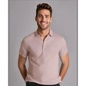 J. Crew Herren rosa Noppen Baumwolle Kurzarm 1/4 Knopf Polo Shirt Oberteil Large - Bild 1 von 5