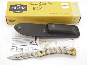 Custom Brian Yellowhorse Buck 110 Elk Scene Lockback Folding Hunter Knife - Picture 1 of 8