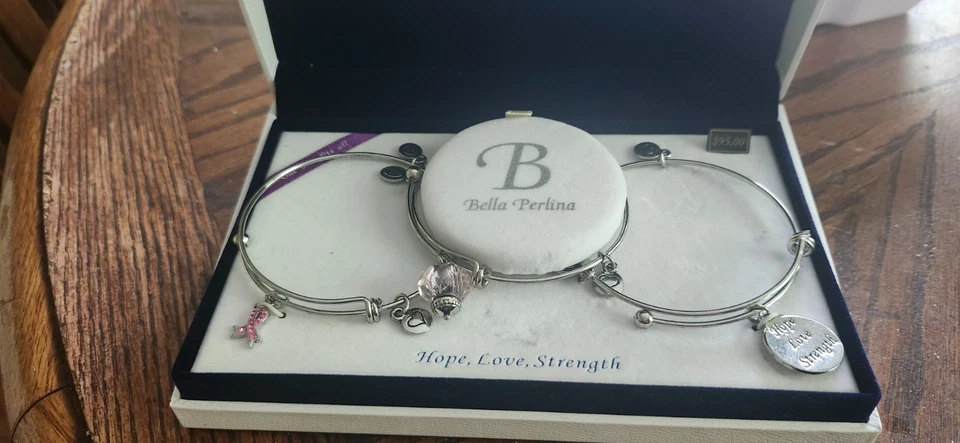 Bella Pearlin bracelets breast cancer awareness pink stainless steel never worn  - Изображение 1 из 1