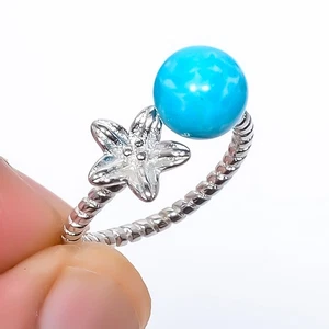 Larimar Edelstein versilbert Schmuck Ring verstellbar (R157) - Bild 1 von 3