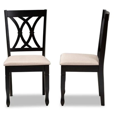 Bowery Hill 18.5" Modern Wood Dining Chair in Sand (Set of 2)