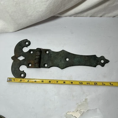 Large Antique Brass or Bronze Hinge Ornate Architectural Hardware Chest Door 14" - Image 1 of 4