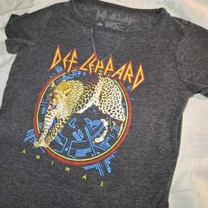 Camiseta Def Leppard Mujer Mediana Manga Corta Ojo de Cerradura Gráfico Gris Jaspeado - Imagen 1 de 6