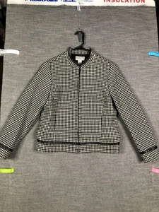 Pendleton Jacket Womens 8 Black White Houndstooth Wool Leather Trim USA Made - Picture 1 of 14