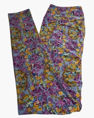 Leggings LuLaRoe TC Alto Curvilíneo FLORAL Púrpura Flor Silvestre DAISY Flor Ajuste Elástico Foto 1 de 4
