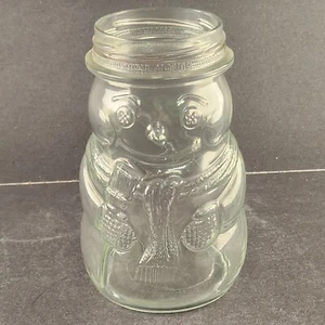 Kraft Snowman Clear Glass Jar Jam Jelly Ball Canning Winter Vintage 6" Tall - Picture 1 of 9
