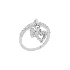 White Gold Ring 18 Carat With Hearts Hanging Women's - Bild 1 von 2