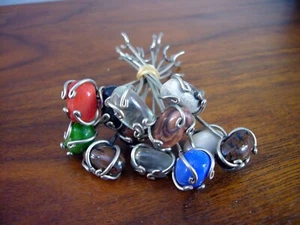 12 Vintage Semi Precious Stone Cocktail Snack Food Pick Appetizer Vintage Silver - Picture 1 of 3