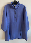 Habitat Clothes To Live Pullover Shirt Top 3/4 Sleeve Blue Lagenlook Size M