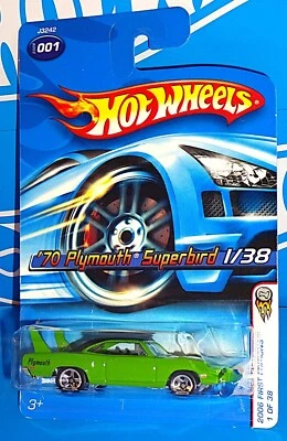 Hot Wheels 2006 primeras ediciones #1 '70 Plymouth Superbird verde con 5 SP Foto 1 de 2