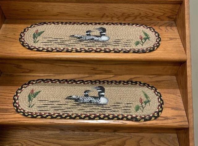 Loon Print Braided Stair Tread or Table Runner by Earth Rugs - Image 1 of 1