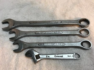 CRESCENT - Lot Of 4 Comb Wrenches, 12pt (3/4”  13/16” 15/16")  + 6" Adj. USA  TC - Picture 1 of 8