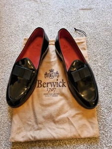 Mens Dandy Berwick 1707 Black Patent Leather Moccasins UK 7 EU 41 - Picture 1 of 14
