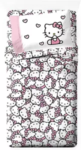 Hello Kitty Pink Stripes & Hearts Twin Size Sheet Set - Super Soft 3 Piece Beddi - Picture 1 of 12