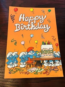 1981 Peyo Smurf Happy Birthday Poster 1981 Wallace Berrie - Picture 1 of 6