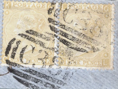 GB USED ABROAD PERU 9d Straw (1867) Pair CALLAO C38 Numeral SG111 c£600+* SBR51 - Image 1 of 4