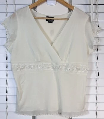 Vintage Coleção NY Enfeite Micro Rede Top Marfim Tamanho Extra Grande Y2K Anos 90 Grunge Retrô - Imagem 1 de 4