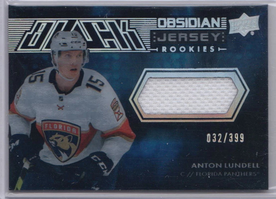 2021-22 SPx UD Black Obsidian Rookie Jersey Anton Lundell RC /399 Florida - Image 1 of 2