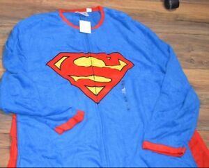 DC Comics Superman Fleece One Piece Pajamas Costume Adult PJ with Cape
