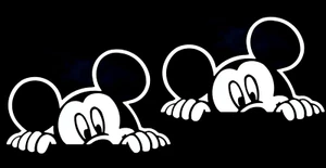 Mickey Peeking Two PK 5" White Vinyl Decals Car Truck Windows Mug Tablet Tumbler - Picture 1 of 2
