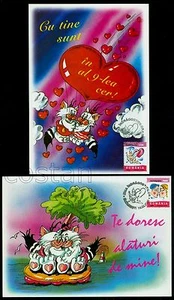 2000 Gatti,Faro,Baloon,San Valentino,Cupido,Cuore,Romania,5462,maxi carte - Foto 1 di 1