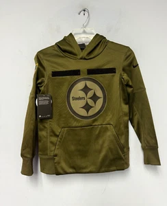 Nike Boys Hoodie Youth Green Steelers Military Hoodie Sweatshirt Size S-8 - Picture 1 of 3