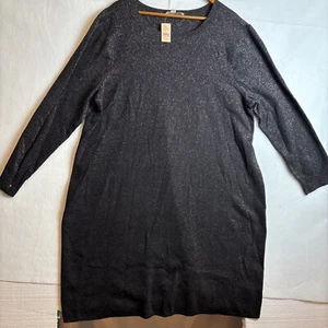 Abito Maglione Loft Plus Nero E Glitterato Scintillante Festa 24/26 NUOVO CON ETICHETTE - Foto 1 di 8