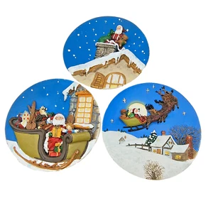 "A Christmas Remembered" 3D Teller 3er Set Collectors Edition Vintage 1997 Weihnachtsmann - Bild 1 von 24