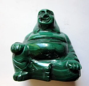 Estatua de cristal natural macizo tallada en Buda de Malaquita - Imagen 1 de 4