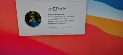 Apple iMac 21.5in. (500GB HDD, Intel Core i5 , 1.4GHz, 8GB RAM)- Mid 2014 -... - Image 1 of 4