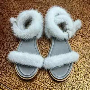 New Valentino Garavani Real Fur Mink Italy 9 US 39.5 EU Milano Sandals - Picture 1 of 11