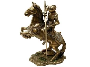 Caballero grande a caballo sosteniendo una lanza bronce fundido en frío de Veronese. Genial. - Imagen 1 de 2