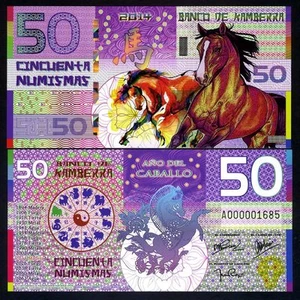 Kamberra, POLYMER, 50 Numismen, China Mondjahr 2014, UNC Pferd - Bild 1 von 1