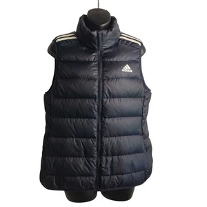 Adidas Essentials Unisex Size M Puffer Jacket Vest Navy Duck Down ZIP Up - Picture 1 of 8
