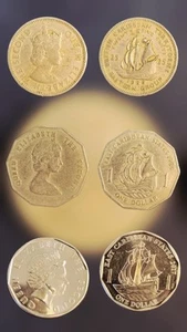 1955, 1989, 2017 East Caribbean States Dollar Queen Elizabeth II Coin Lot of 3 - Bild 1 von 1