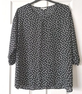 PEACOCKS LADIES TOP- SIZE 20- BLACK/WHITE SPOTS- VGC - Picture 1 of 3