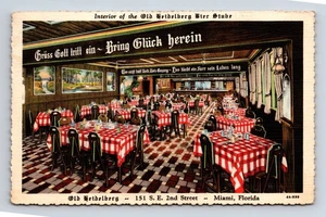 1937 Interior Old Heidelberg Bier Stube German Restaurant Miami FL Postcard - Picture 1 of 4