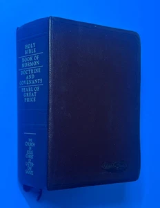 1998 Maroon Leather Quad Book of Mormon Doctrine & Covenants Pearl Bible - Picture 1 of 4