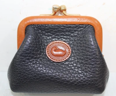 NUEVO Monedero Vintage Dooney & Bourke Cuero Guijarro Azul Bloqueo de Beso #54404 Foto 1 de 4