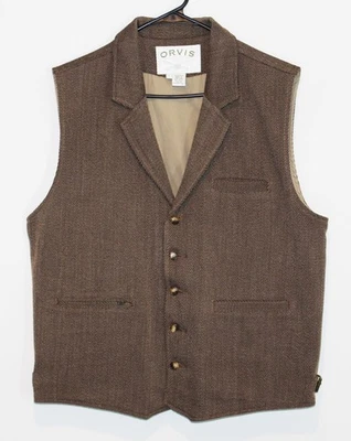 Orvis Vest Mens Large Western Whipcord Waistcoat Vintage Hunting Chore Work Fish - Image 1 of 4