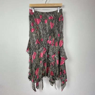 Jones Нью-Йорк 100% шелк макси юбка цветочный водопад оборки богемное гот - Изображение 1 из 4