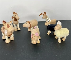 7 Personaggi Animali Poseabili in Legno Naturale Anamalz Cortile Fattoria Bosco Giocattoli - Foto 1 di 19