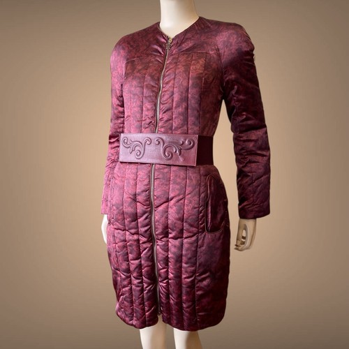 Moncler PAND cappotto donna rosso piumino con cintura taglia 2 M