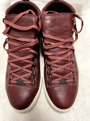 Мужские кожаные высокие туфли Balenciaga Arena Bordeaux размер 45/US122 - Изображение 1 из 4