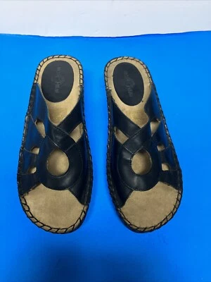 Duck Head Wedge Sandals Women's Black Leather Slides size 7M NWOB - Image 1 of 4
