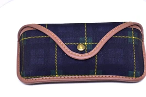 Polo Ralph Lauren Blue Green Plaid Canvas Sunglasses Case Authentic New - Picture 1 of 5