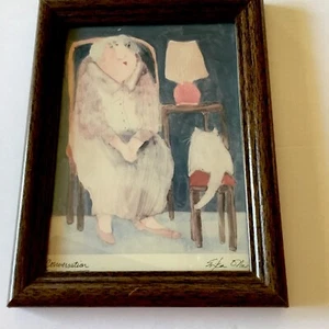 Erika Oller "Conversazione" stampa incorniciata moderna stravagante gatti tabby gatti decorazione - Foto 1 di 8