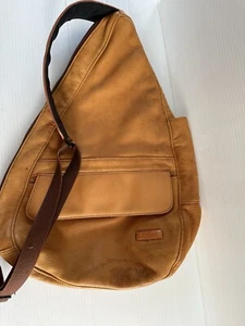 Vintage L.L. Bean Brown Pebbled Leather Shoulder Bag One Strap Sling Backpack - Picture 1 of 14