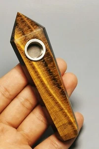 Natural Tiger eye  Quartz Crystal Wand Pipe - Picture 1 of 12