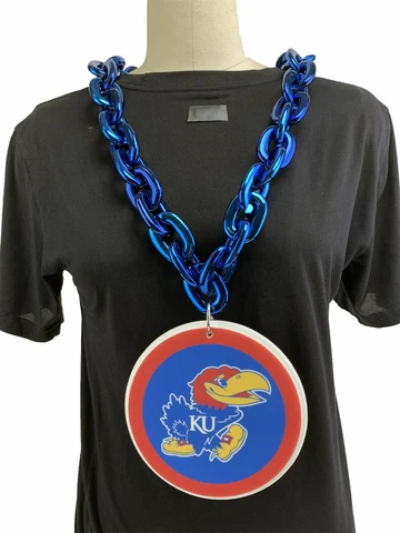 New NCAA Kansas Jayhawks BLUE Fan Chain Big Necklace Foam Cover